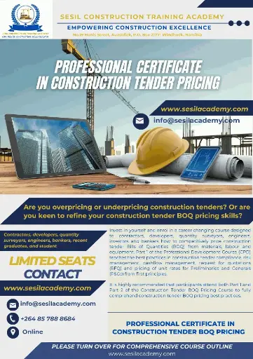 PROFESSIONAL CERTIFICATE IN CONSTRUCTION TENDER BOQ PRICING
